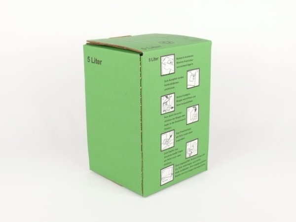 Karton Bag in Box 5 Liter grün, Saftkarton, Faltkarton, Apfelsaft-Karton, Saftschachtel, Schachtel. - Bild 2